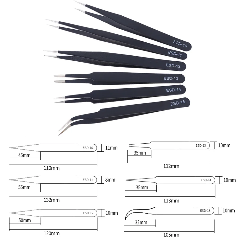 6pcs Precision Tweezers Set ES - Electronics Repair Tools 评论和价格